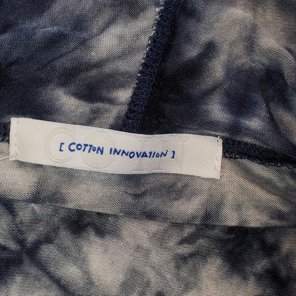 Cotton Innovation Blue Tie Dye Open Front Flyaway Jersey Knit Hoodie Duster Vest - Picture 10 of 11